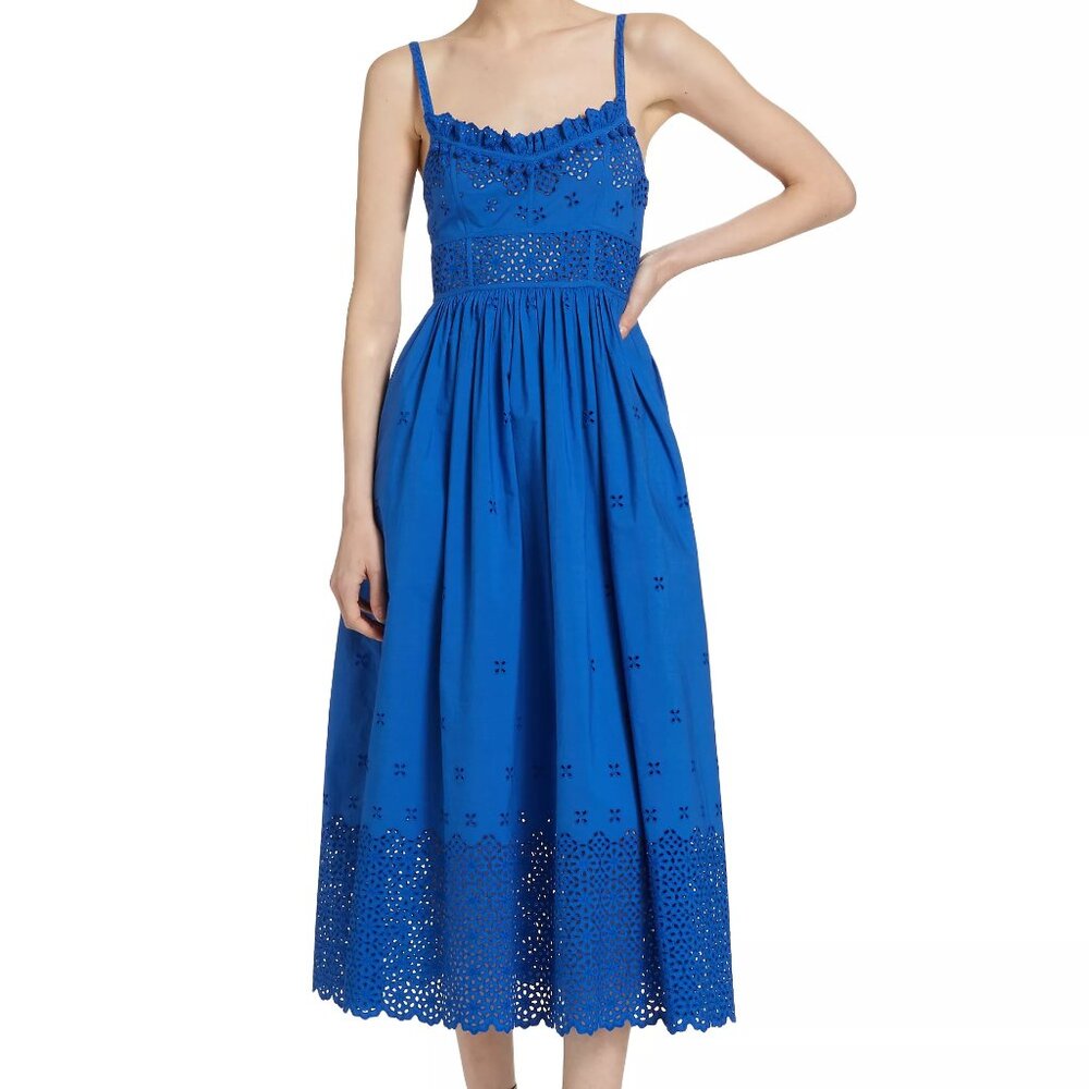 Ulla Johnson Cobalt Blue Eyelet Midi Dress